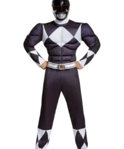 Fun.com Power Rangers Black Adult Muscle Ranger Costume