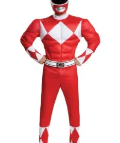 Fun.com Cosplay, Halloween Costumes Power Rangers Red Ranger Adult Muscle Costume